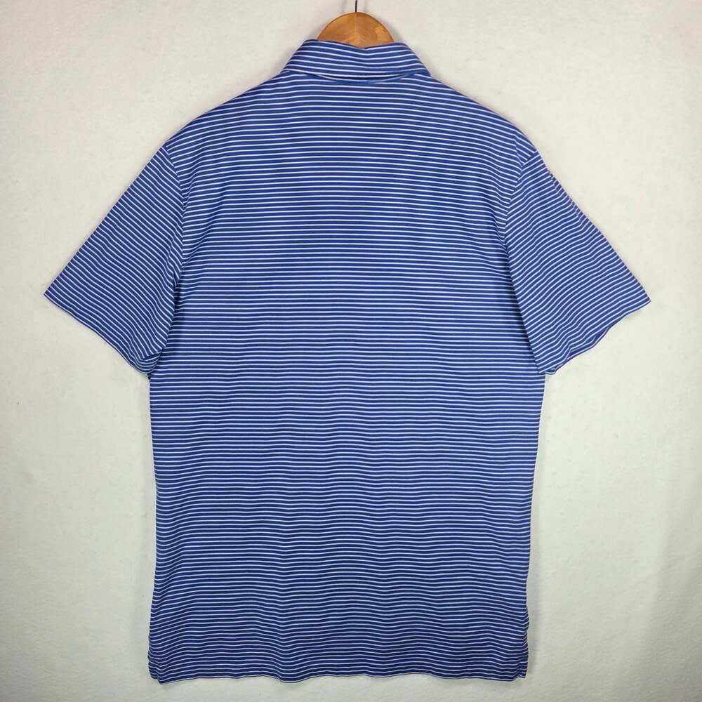 Polo Golf Ralph Lauren Shirt Mens Large Blue Striped Vintage Lisle Pima Cotton - Picture 6 of 8